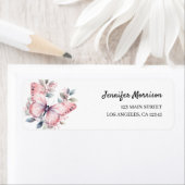 水色ピンクバタフライベビーシャワーアドレス ラベル (インサイチュ)