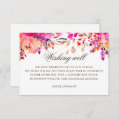 水色ピンクパープル結婚フローラの願い エンクロージャーカード (正面/裏面)