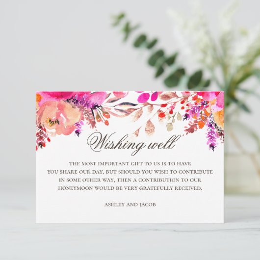 水色ピンクパープル結婚フローラの願い エンクロージャーカード (スタンド正面)