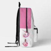 水色ピンクフラワーフェアリー魔法ウォンドキノコ プリントバックパック (左)