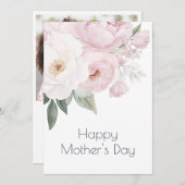 水色ピンクフローラハッピーマザーズデイカード シーズンカード (正面/裏面)