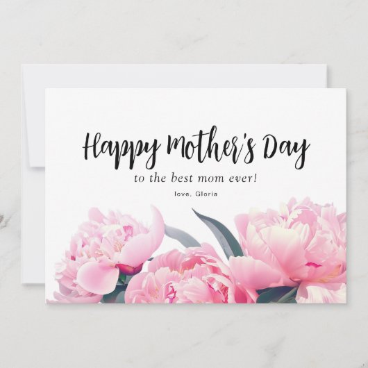 水色ピンクフローラハッピーマザーズデイカード シーズンカード (正面)