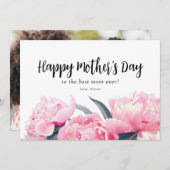 水色ピンクフローラハッピーマザーズデイカード シーズンカード (正面/裏面)
