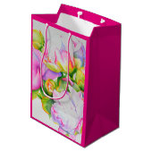 水色ピンクフローラピンク牡丹ホワイトフローラ ミディアムペーパーバッグ (裏面アングル)