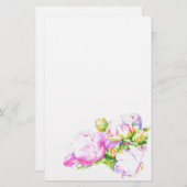 水色ピンクフローラピンク牡丹ホワイトフローラ 便箋 (正面/裏面)