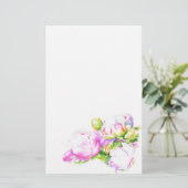 水色ピンクフローラピンク牡丹ホワイトフローラ 便箋 (スタンド正面)
