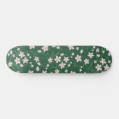 水色ピンクフローラ植物性ダークグリーンデザイン スケートボード (横)