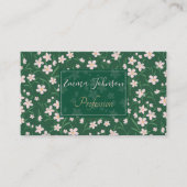 水色ピンクフローラ植物性ダークグリーンデザイン 名刺 (正面)