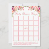 水色ピンクフローラ赤ちゃんシャワービンゴカード 招待状 (正面)