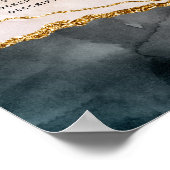 水色ピンクブラック金ゴールド大理石サービス価格 ポスター (角)