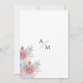 水色ピンクブルー金ゴールド国結婚フローラ 招待状 (裏面)