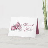 水色ピンクベビーシューズベビーシャワー サンキューカード (正面)