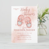 水色ピンクベビー靴 招待状 (スタンド正面)