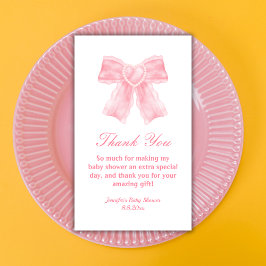 水色ピンクボウ女の子の赤ちゃんシャワーあなた ノートカード