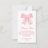 水色ピンクボウ女の子の赤ちゃんシャワーあなた ノートカード (正面)