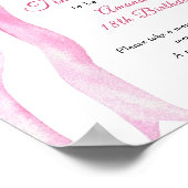 水色ピンクボウ時間カプセル1歳の誕生日 ポスター (角)