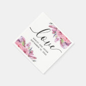 水色ピンクボホフローラと羽結婚の スタンダードカクテルナプキン (角)