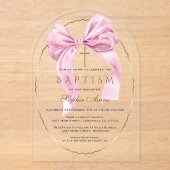 水色ピンクボーガールバプテスマ透明 アクリル招待状 (正面)