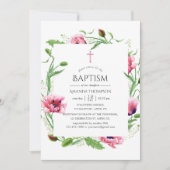 水色ピンクポピスバプテスマ 招待状 (正面)