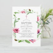 水色ピンクポピスバプテスマ 招待状 (スタンド正面)