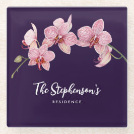 水色ピンクモスラン絵画ズ ガラスコースター