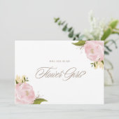 水色ピンク牡丹は私の花ガールカード 招待状 (スタンド正面)