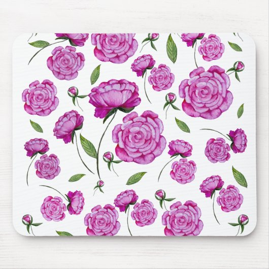 水色ピンク牡丹トートバッグラウンドクッションco マウスパッド (正面)