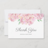 水色ピンク牡丹。ガーデンフローラ結婚ズ サンキューカード (正面)