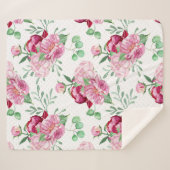 水色ピンク牡丹 シェルパブランケット (正面(横))