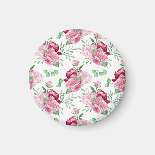 水色ピンク牡丹 マグネット (正面)