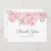水色ピンク牡丹。庭園の結婚式ありがとう ポストカード (正面/裏面)