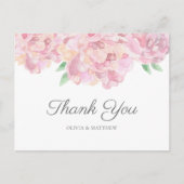 水色ピンク牡丹。庭園の結婚式ありがとう ポストカード (正面)