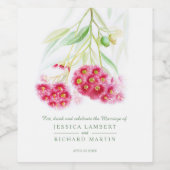 水色ピンク色の赤い花のガ結婚ムツリー ワインラベル (シングルラベル)