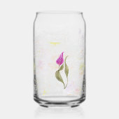 水色ピンク花弁 ガラス缶 (正面)