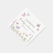 水色ピンク蝶の赤ちゃんシャワー スタンダードカクテルナプキン (角)