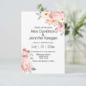 水色ピンク赤面フローラ結婚背景 招待状 (スタンド正面)