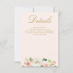 水色ピンク赤面開花結婚の詳細カード 出欠カード
