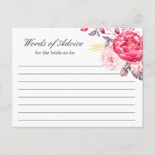 水色ピンク金ゴールドフローラの単語アドバイスカード アドバイスカード (正面)