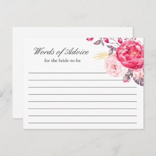 水色ピンク金ゴールドフローラの単語アドバイスカード アドバイスカード (正面/裏面)