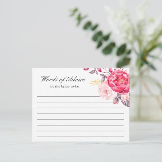 水色ピンク金ゴールドフローラの単語アドバイスカード アドバイスカード (スタンド正面)