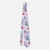 水色ピンク、青い花。 ネクタイ (裏面)
