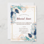 水色ピーコックフローラリハーサルディナー 招待状 (正面)