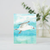 水色ピーコックブルーシーガルの雨鳥 ポストカード (スタンド正面)