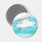 水色ピーコックブルーシーガルの雨鳥 マグネット (正面/裏面)