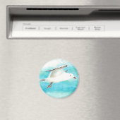 水色ピーコックブルーシーガルの雨鳥 マグネット (インサイチュ (食洗機))