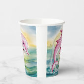 水色ピ色彩の鮮やかンイルカ 紙コップ (左)