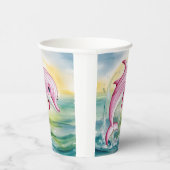 水色ピ色彩の鮮やかンイルカ 紙コップ (右)