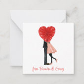 水色ファッションガールカップルのギフトエンクロージャ ノートカード (正面)