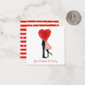 水色ファッションガールカップルのギフトエンクロージャ ノートカード (正面/裏面インサイチュ)