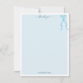 水色ファンシーブルーボウパーソナライズされた サンキューカード (正面)